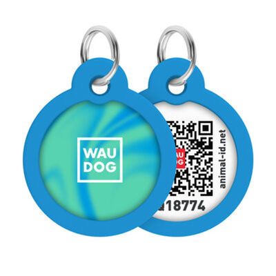 WAUDOG Smart ID Bricka för Hund & Katt Blue gradient Rund