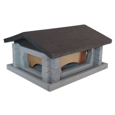 Fågelbord Stuga Mellan Svart/Grå 26X21X13 cm