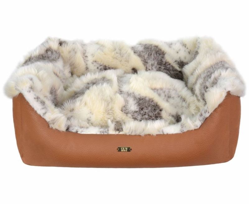 CAZO Hundbädd Poli Konstläder Brun/Vit