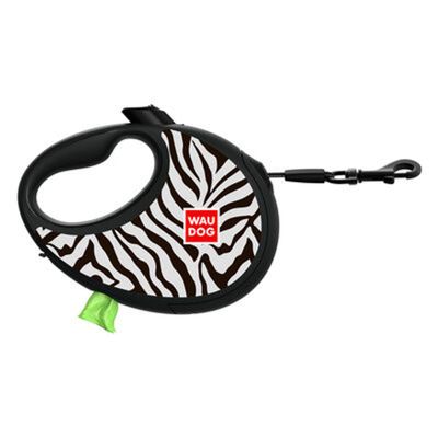 WAUDOG R-leash Rullkoppel med Bajspåsehållare Zebra