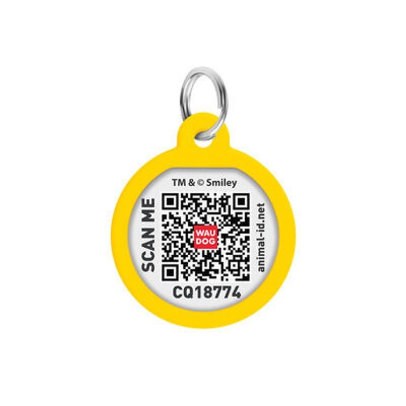 WAUDOG Smart ID Bricka för Hund & Katt Pink Smileys Rund