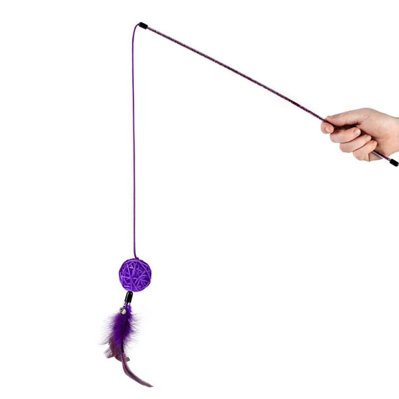 WAUCAT Kattvippa Rottingboll och Fjäder 50cm
