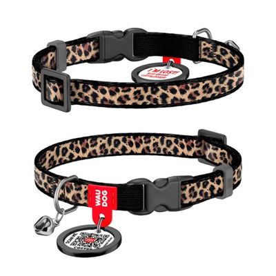 WAUDOG Katthalsband Nylon med Smart ID bricka (Leopard 10mm 20-30cm)