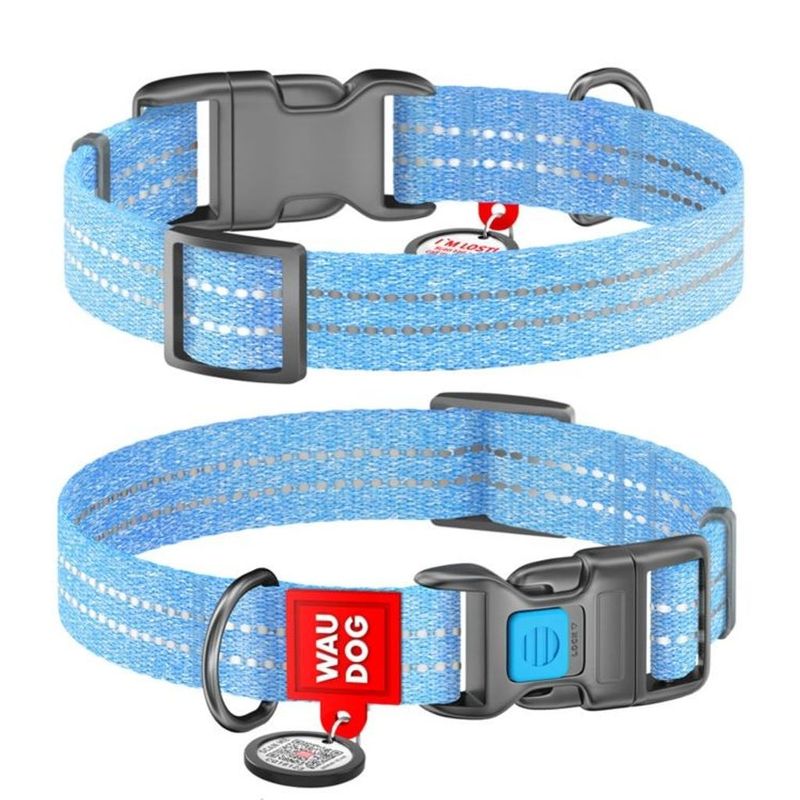 WAUDOG Re-Cotton Hundhalsband med Smart ID-Bricka Reflex, Blue