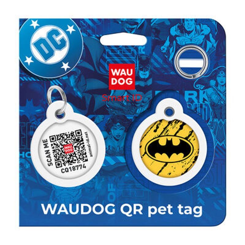 WAUDOG Smart ID Bricka för Hund & Katt Batman sketch Rund