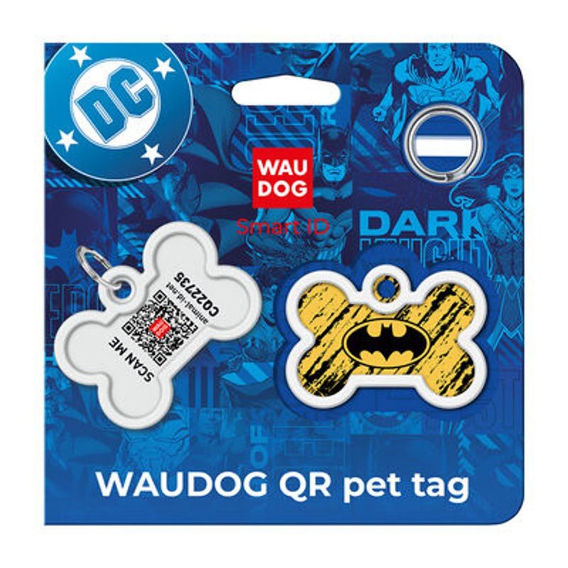 WAUDOG Smart ID Bricka för Hund & Katt Batman sketch Ben 40mm