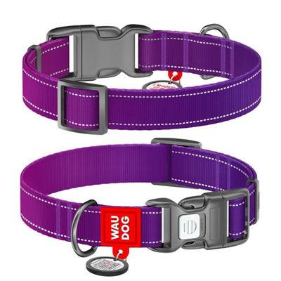 WAUDOG Mono Hundhalsband Reflex med Smart-ID bricka Lila