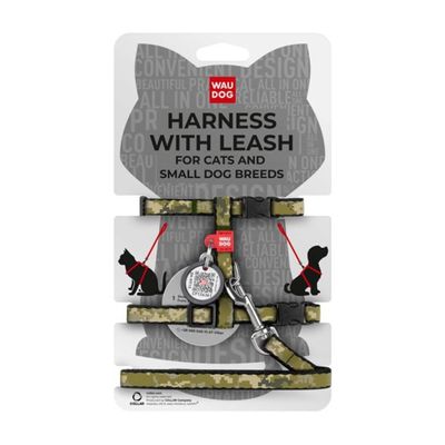 WAUDOG Kattsele Valpsele med Smart-ID bricka Kamouflage 10mm x 25-40cm