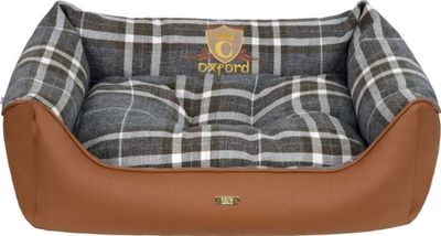 CAZO Hundbädd Oxford Läder & Rutig Tweed