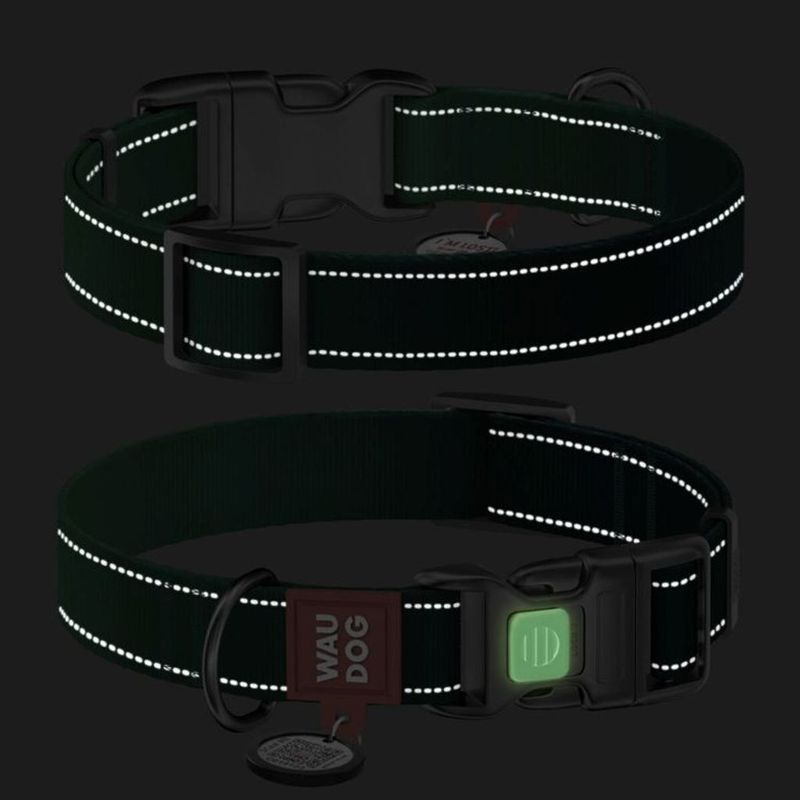 WAUDOG Mono Hundhalsband Reflex med Smart-ID bricka Grön