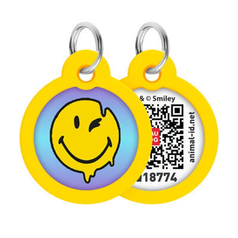 WAUDOG Smart ID Bricka för Hund & Katt Blue Smileys Rund