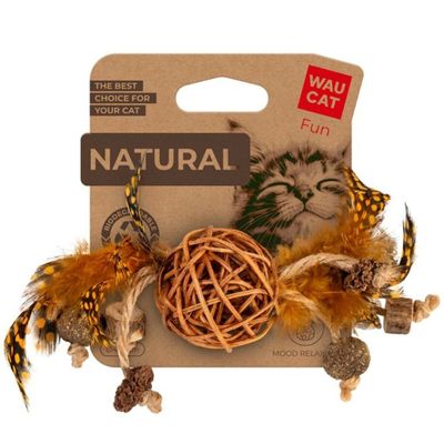 WAUCAT Kattleksak med Bjällra, Fjädrar och Kattmynta 20cm