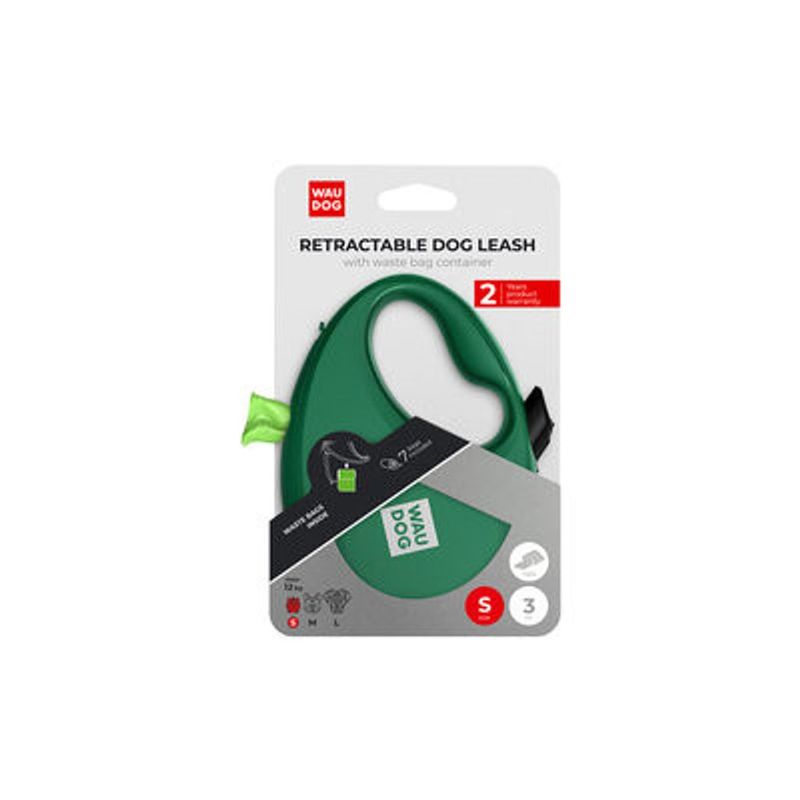 WAUDOG R-Leash Rullkoppel med Bajspåsehållare Grön