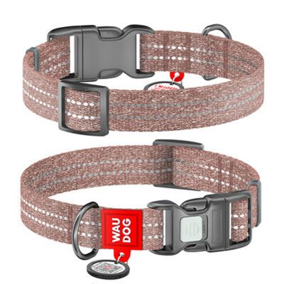 WAUDOG Re-Cotton Hundhalsband med Smart ID-Bricka Reflex Brun