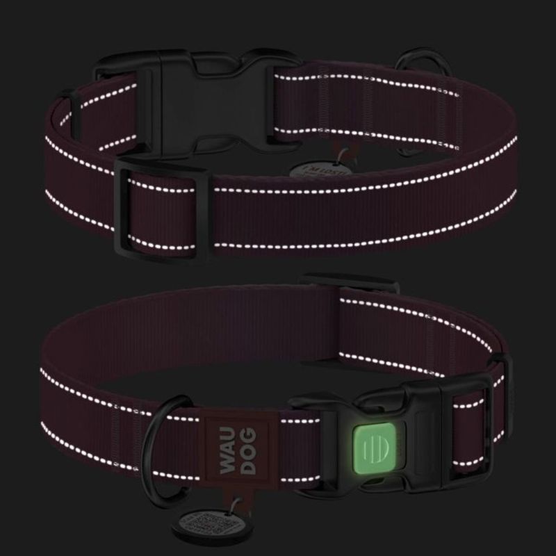 WAUDOG Mono Hundhalsband Reflex med Smart-ID bricka Rosa