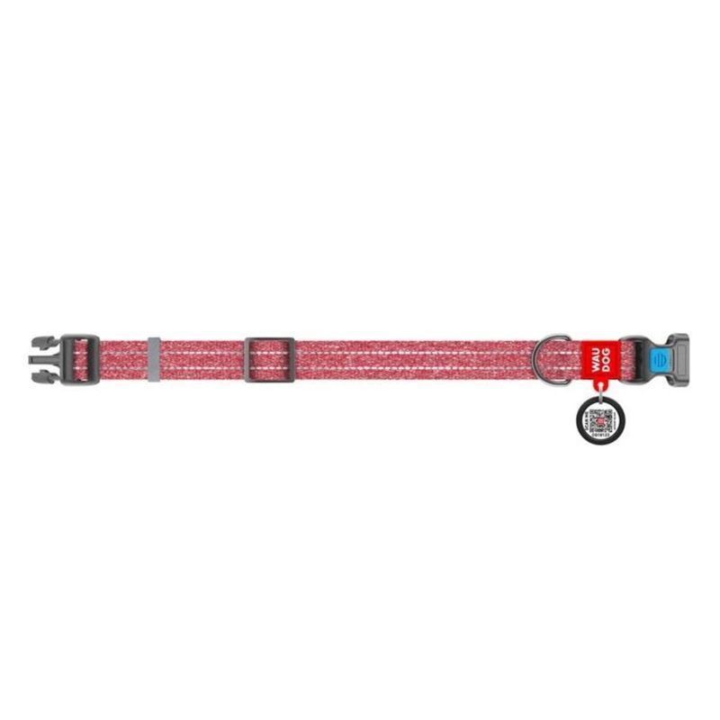 WAUDOG Re-Cotton Hundhalsband med Smart ID-Bricka Reflex, Red