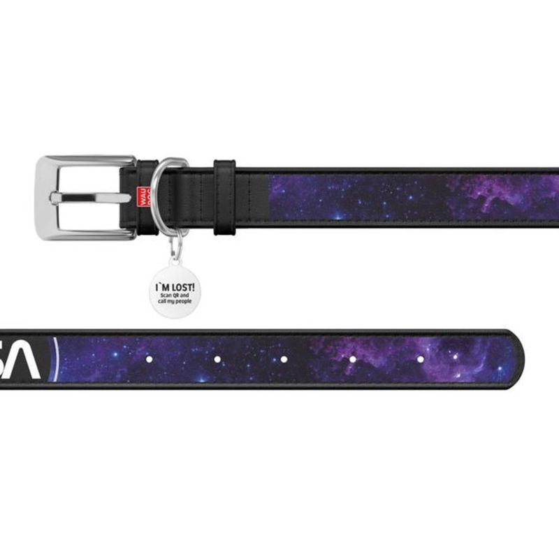 WAUDOG Hundhalsband Läder med Smart ID Bricka NASA