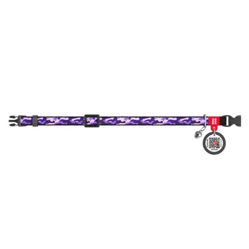 WAUDOG Katthalsband Nylon med Smart ID bricka (Purple Camo 10mm 20-30cm)