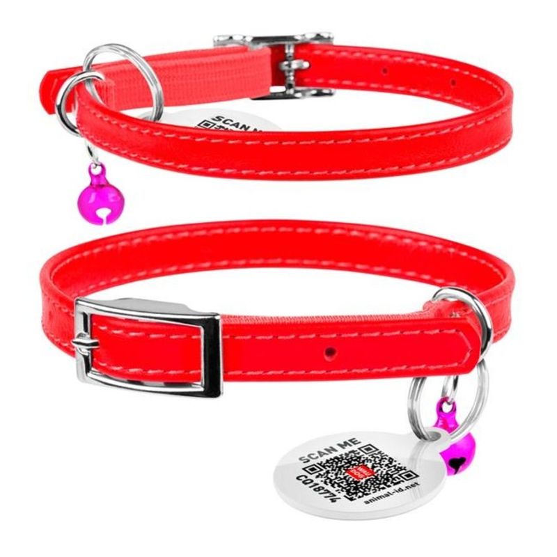 WAUDOG Katthalsband Läder med Smart ID bricka