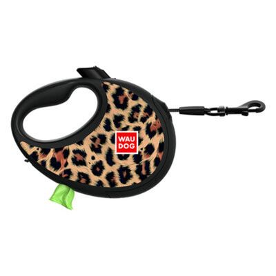 WAUDOG R-Leash Rullkoppel med Bajspåsehållare Leopard