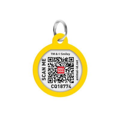 WAUDOG Smart ID Bricka för Hund & Katt Black Smileys Rund 25mm