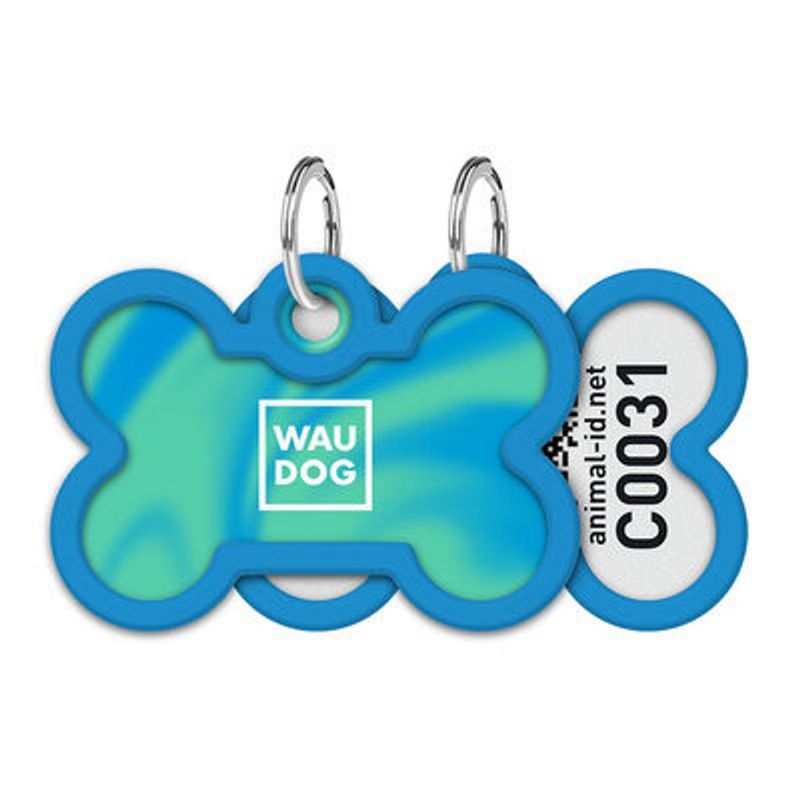 WAUDOG Smart ID Bricka för Hund & Katt Blue gradient Ben 40mm