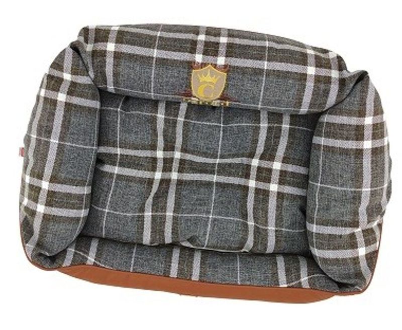 CAZO Hundbädd Oxford Läder & Rutig Tweed