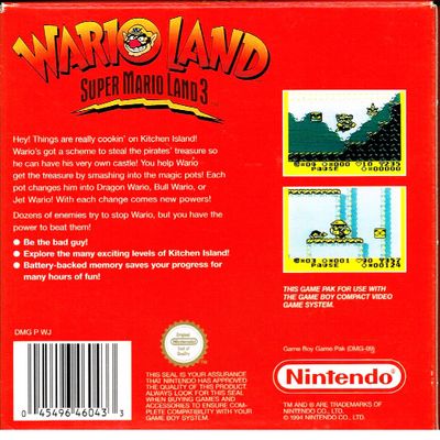 SUPER MARIO LAND 3 WARIO LAND GAMEBOY