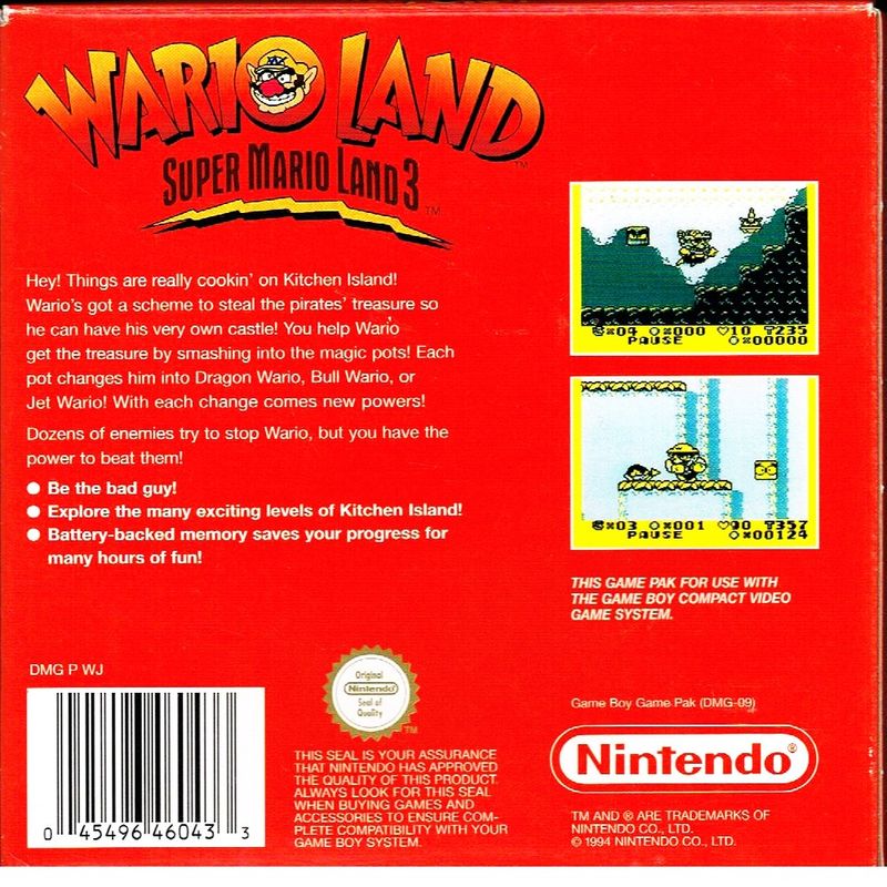 SUPER MARIO LAND 3 WARIO LAND GAMEBOY