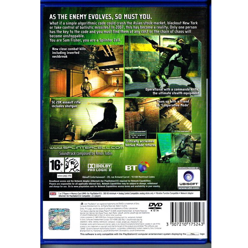 TOM CLANCY'S SPLINTER CELL CHAOS THEORY PS2