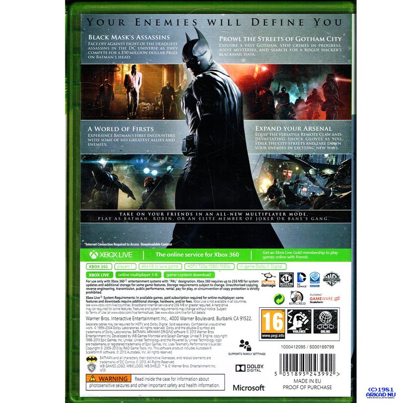 BATMAN ARKHAM ORIGINS XBOX 360