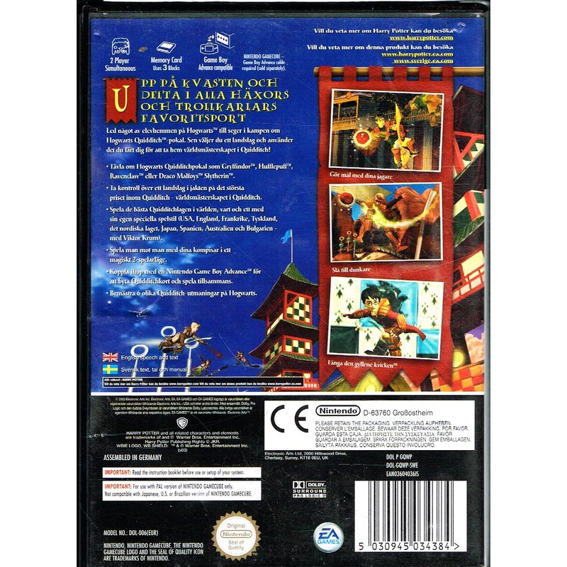 HARRY POTTER VÄRLDSMÄSTERSKAPEN I QUIDDITCH GAMECUBE