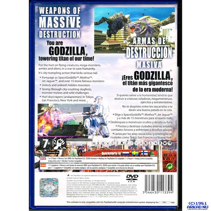 GODZILLA SAVE THE EARTH PS2