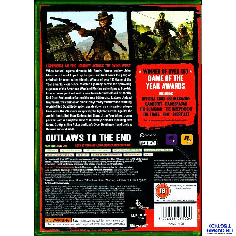 RED DEAD REDEMPTION GAME OF THE YEAR EDITION XBOX 360