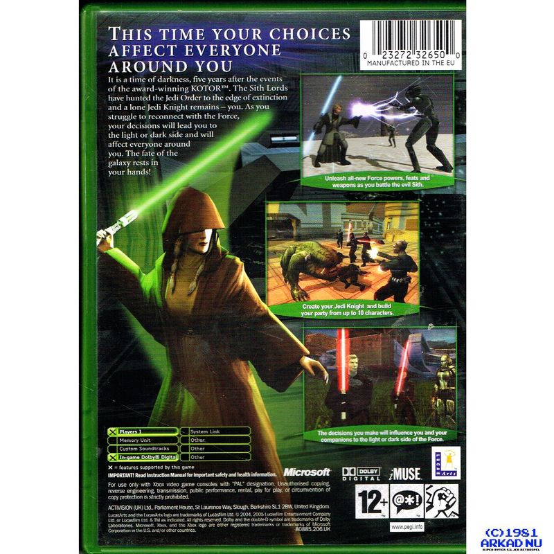 STAR WARS KNIGHTS OF THE OLD REPUBLIC II THE SITH LORDS XBOX