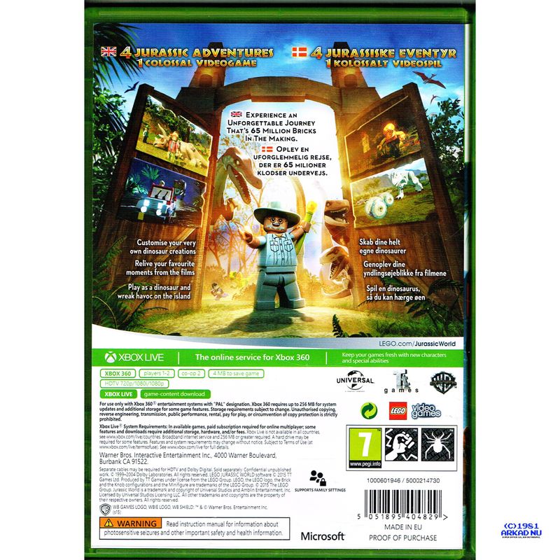 LEGO JURASSIC WORLD XBOX 360