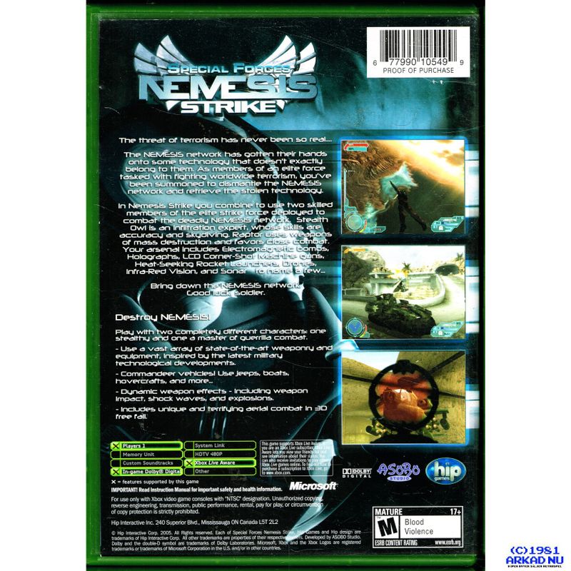 SPECIAL FORCES NEMESIS STRIKE XBOX NTSC USA