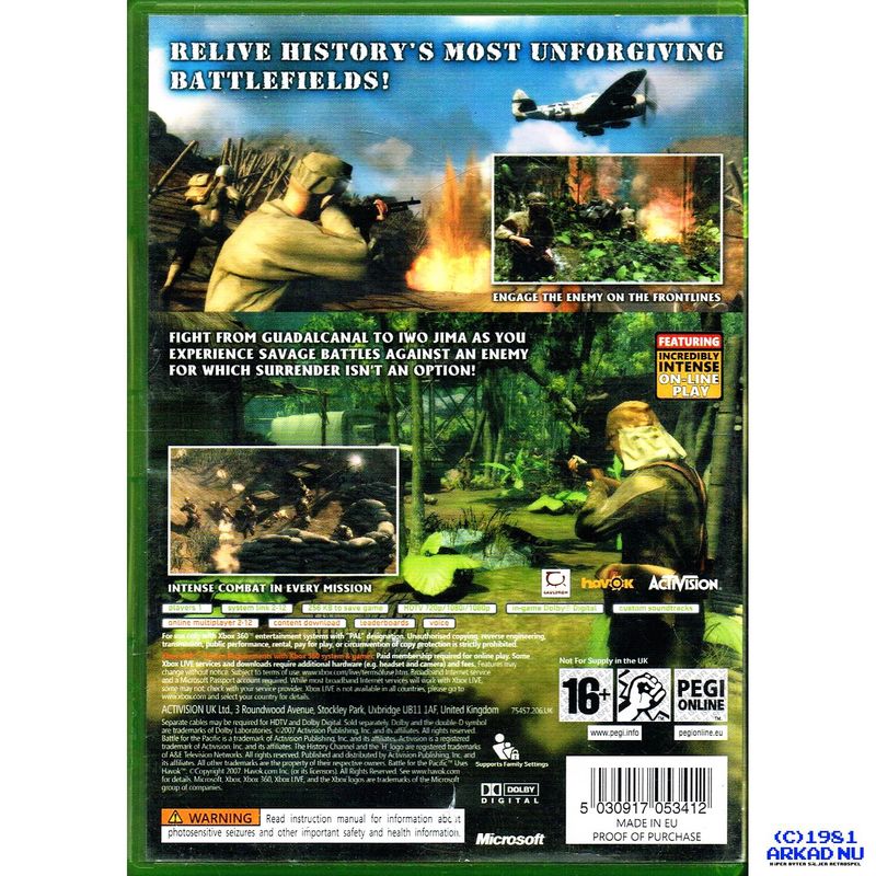 HISTORY CHANNEL BATTLE FOR THE PACIFIC XBOX 360