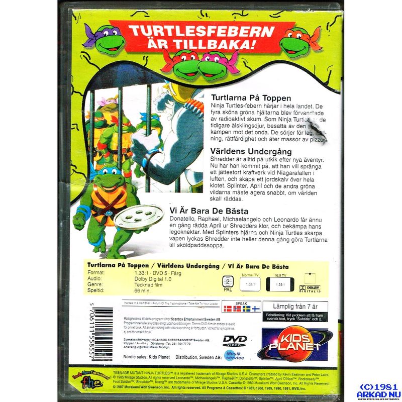 TEENAGE MUTANT HERO TURTLES TURTLARNA PÅ TOPPEN 6/7 DVD