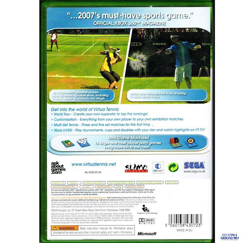 VIRTUA TENNIS 3 XBOX 360