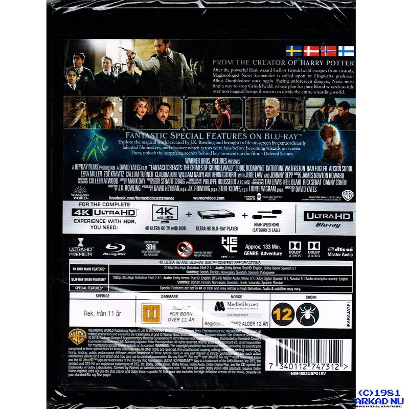 FANTASTIC BEASTS THE CRIMES OF GRINDELWALD 4K ULTRA HD + BLU-RAY