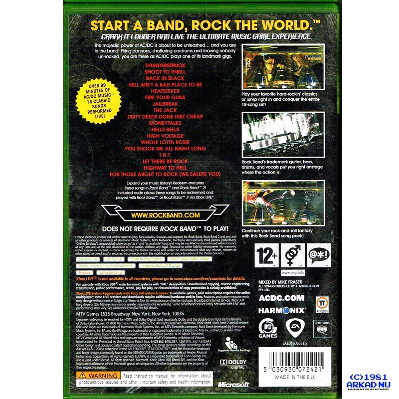 ROCK BAND LIVE AC/DC XBOX 360