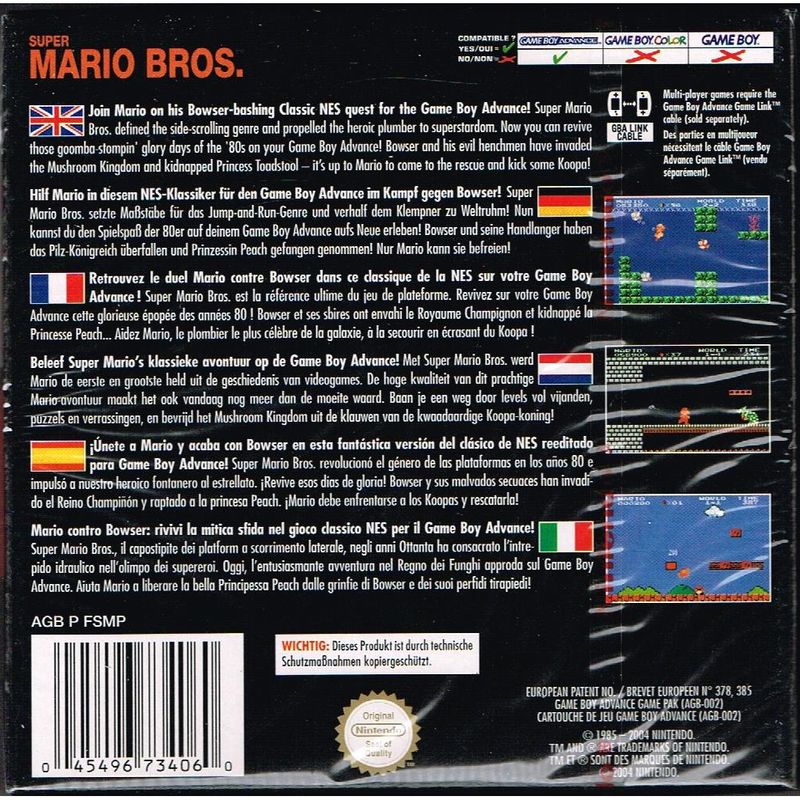 SUPER MARIO BROS NES CLASSICS GBA NYTT