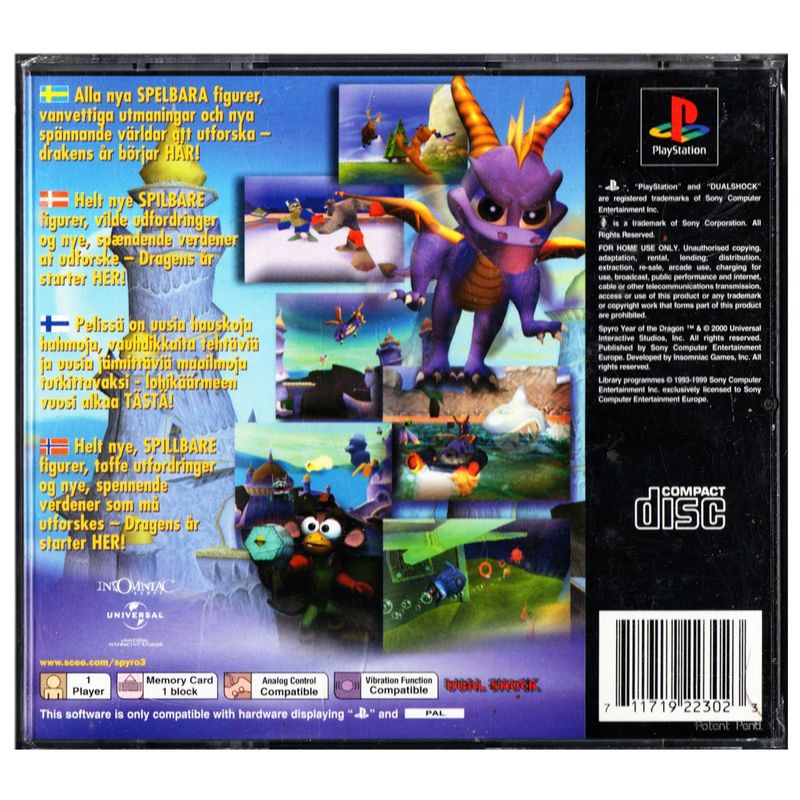 SPYRO YEAR OF THE DRAGON PS1