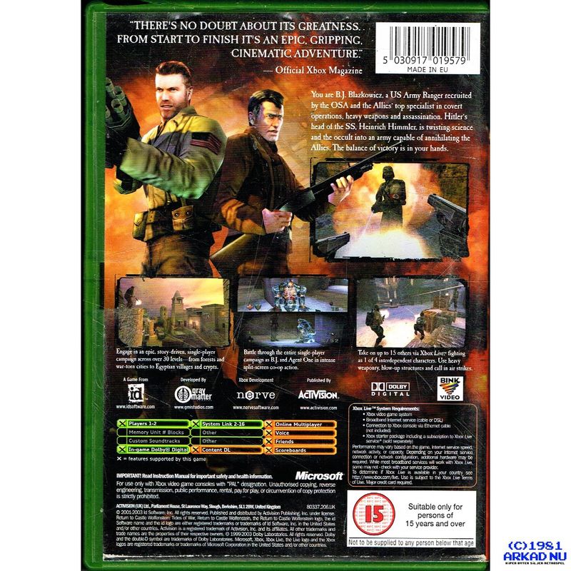 RETURN TO CASTLE WOLFENSTEIN TIDES OF WAR XBOX