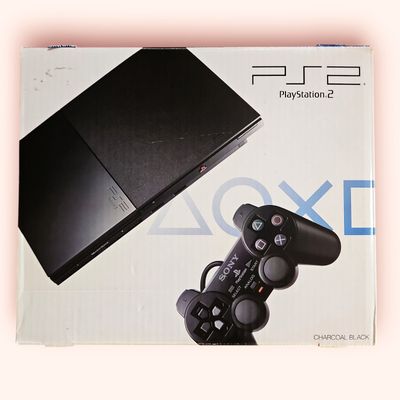 PLAYSTATION 2 SLIM CHARCOAL BLACK SCPH-90004 CB BOXED