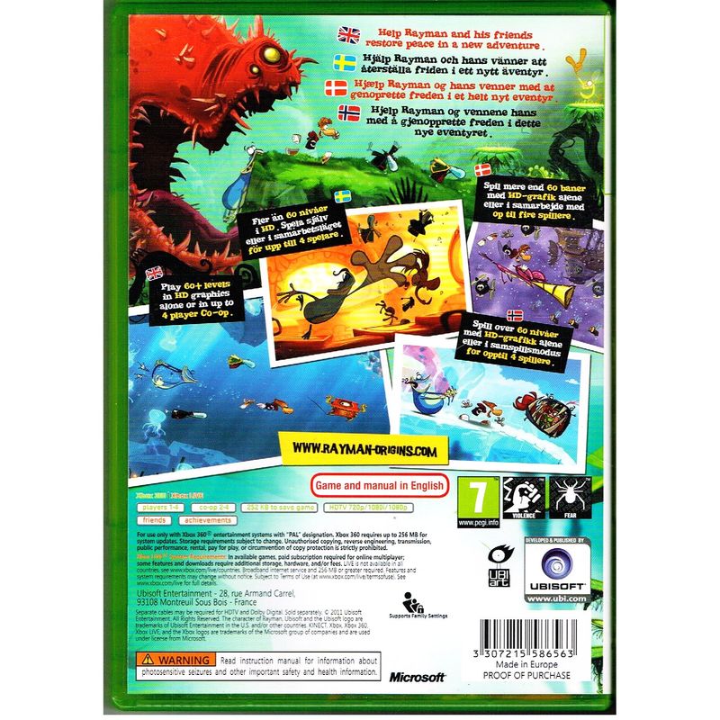 RAYMAN ORIGINS XBOX 360