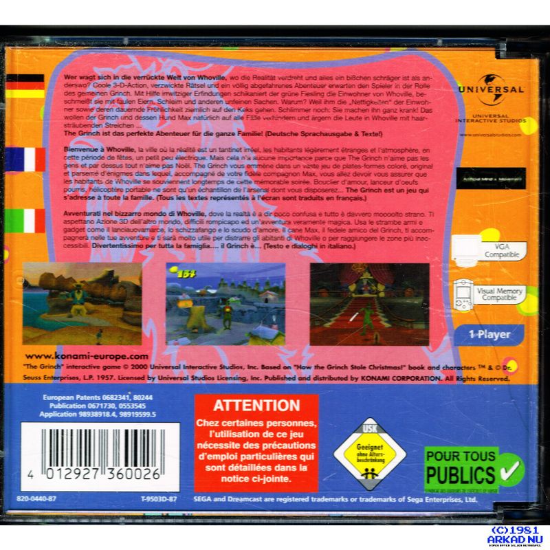 THE GRINCH DREAMCAST TYSK/SPANSK/ITALIENSK