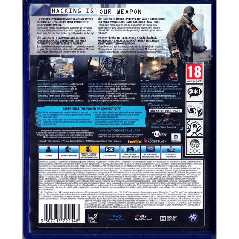 WATCHDOGS SPECIAL EDITION PS4