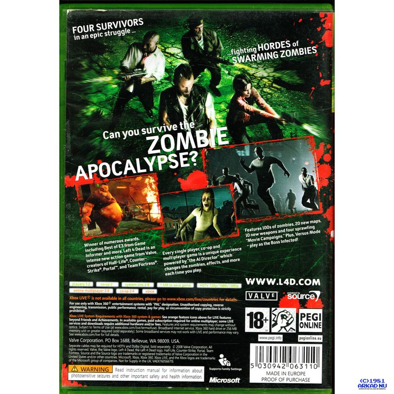 LEFT 4 DEAD XBOX 360